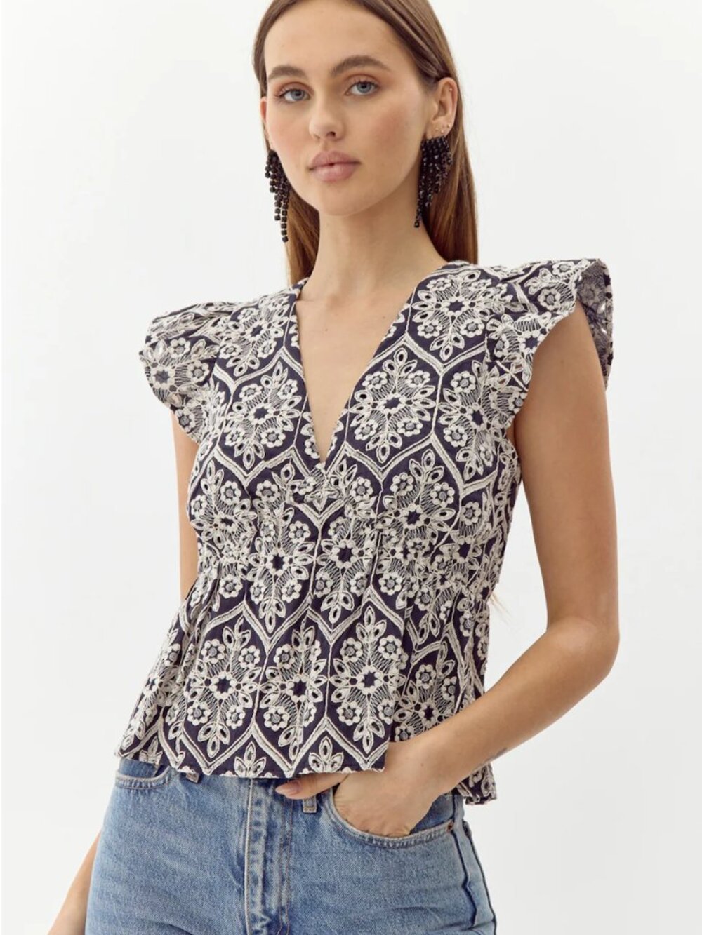 Adelyn Rae Seriana Embroidered Top